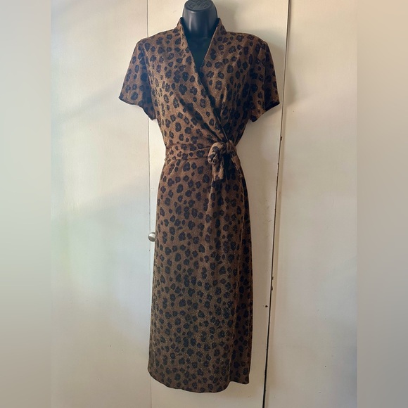 Virgo sequence, leopard midi wrap dress - Picture 1 of 5
